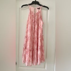 Drew Women's Floral Ruffle Chiffon Halter Dress Pink Color / Size S